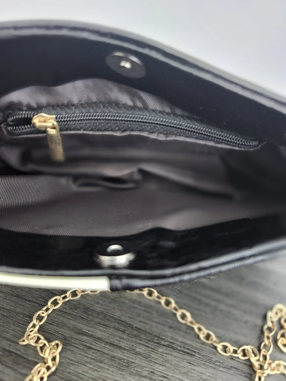 Two-Tone Black and White Women's Clutch with Gold Accent